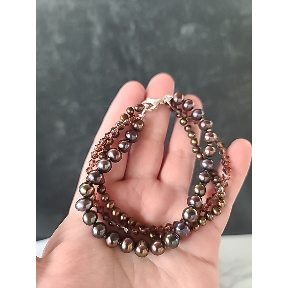 925 Sterling Silver Clasp Real Pearl Beaded Bracelet Vintage READ Description